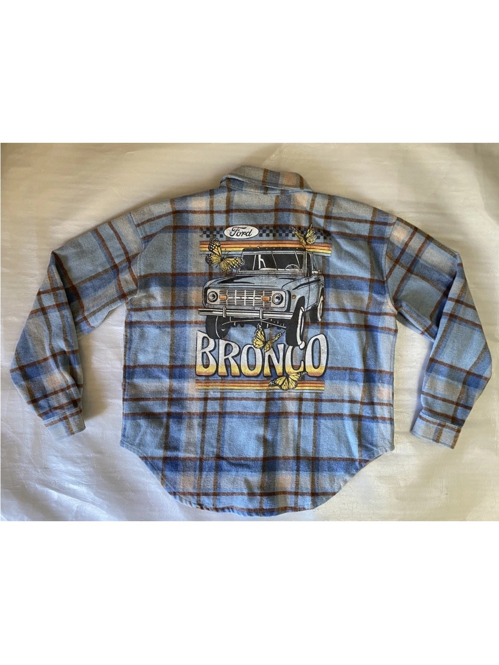Ford Bronco Blue Plaid Flannel Shirt